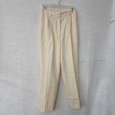 Pendleton Petite Wool Pleated Front Dress Pants Cream Size 8P Lined Vintage Flaw
