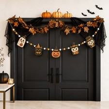 Cute Ghost Pumpkin Halloween Wooden Garland Decoration 10 Pieces