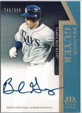 2011 Topps Tier One Brandon Guyer (Rays) On the Rise Auto Card /999 No. OR-BG