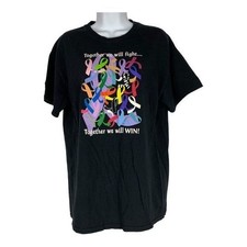 Gildan Ultra Cotton Together We Will Fight Black T-Shirt Medium Graphic Print