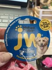 JW Pet HOLEE ROLLER BALL Dog Chew Treat Fetch Bouncy Toy SMALL 3.5 inch pink/red