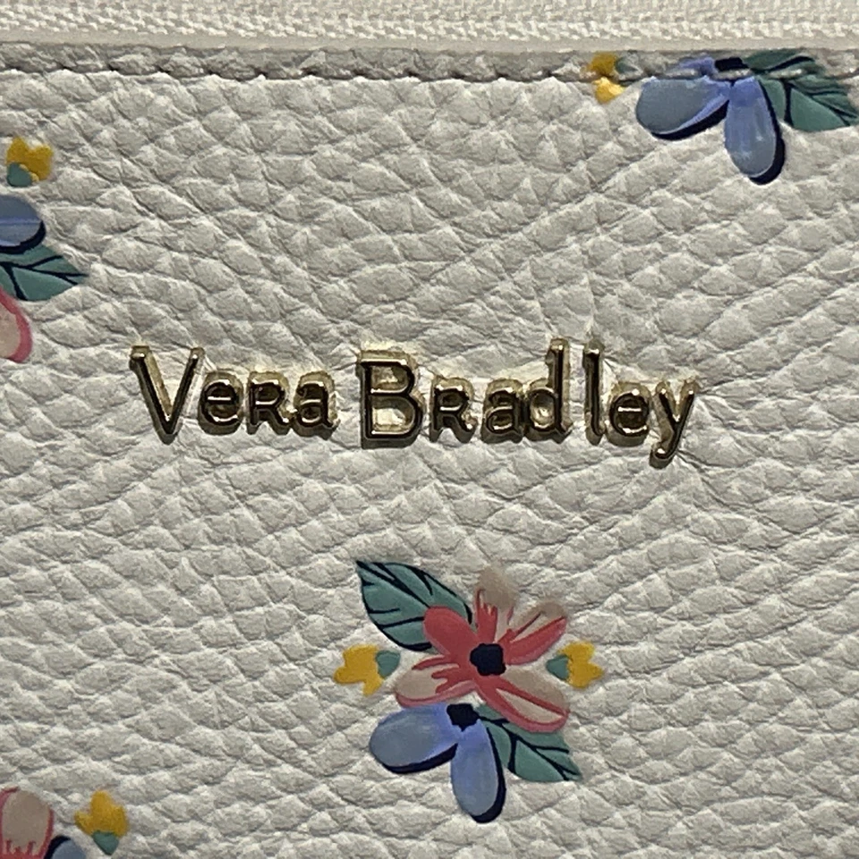 Bolso Bandolera Cartera Vera Bradley Evie Blanco con Cuero Florido Azul y Rosa Foto 4 de 4