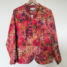 VTG 90s Women Whimsical Jacket XL Pink Floral Multicolor Full Zip Boho Artsy