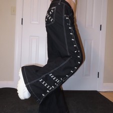 Vintage Black Rave Pants. By Macgirl In 2000s. Grommets Glow In The Dark