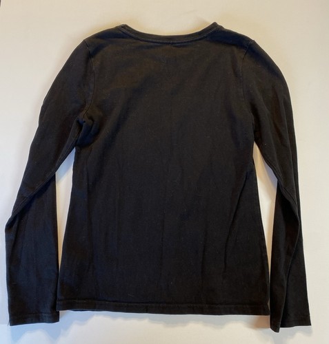 Gap Kids Girls Size 10 Long Sleeve Top, Black with Gold Animals, Small Holes - Picture 2 of 4