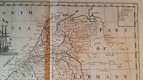 PLACA DE COBRE ANTIGUA GRANDE 1700 - UN NUEVO MAPA DE LOS PAÍSES BAJOS - EDWARD WELLS - Imagen 4 de 10