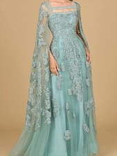 Classic O-Neck Appliquins Flowers Zip Mother Of Bride Wedding Dresses Bridal