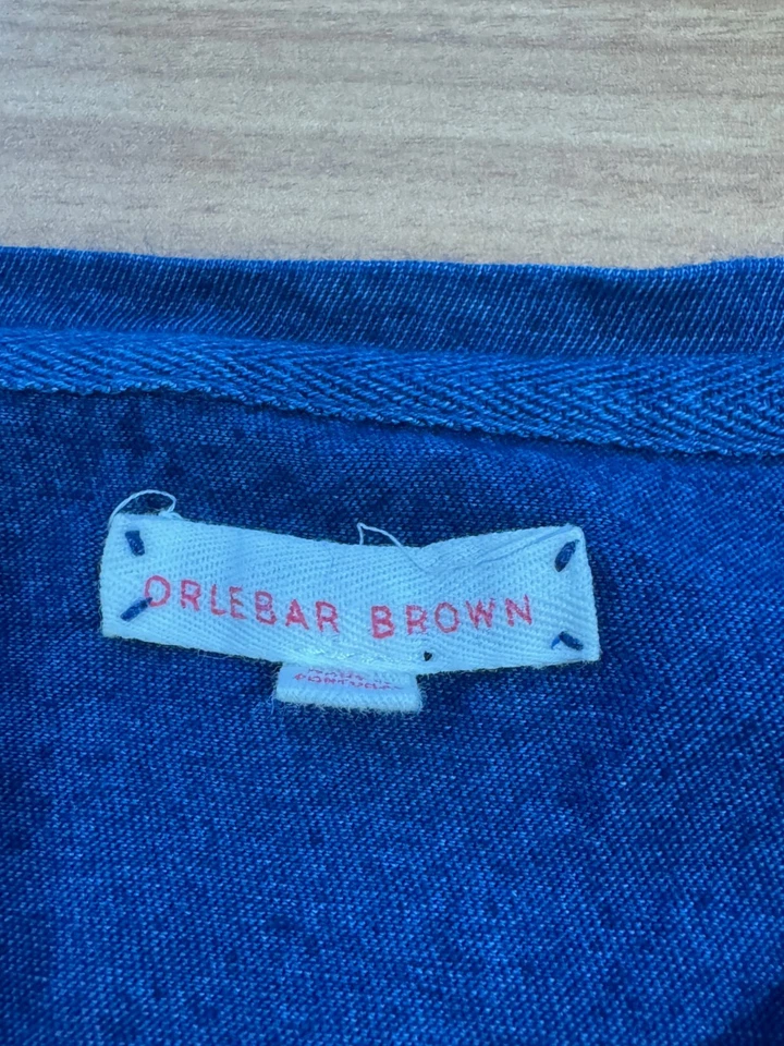 Camiseta Orlebar Marrón Para Hombre Azul Tejida Manga Corta Talla L Foto 3 de 3