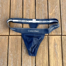 Calvin Klein CK mens denim blue Icon cotton G-string thong underwear S M L