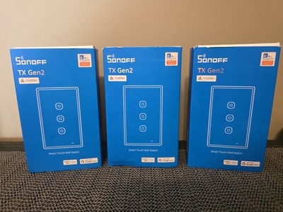 Sonoff Tx Gen 2 Smart Touch Wall Switch, Lot Of 3, Works With Alexa/google Home