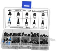 180Pcs Tactile Push Button Switch Assortment 6x6mm Push Button Switch 180 pcs