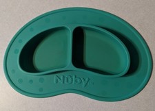 Nuby Silicone Suction Plate Divided Baby Toddler Feeding BPA Free Teal