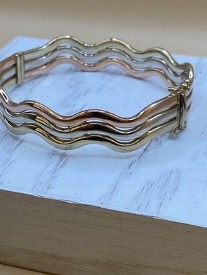 Armreif 9 kt Gelb-, Rosé- und Weißgold mit drei Wellen - gebraucht