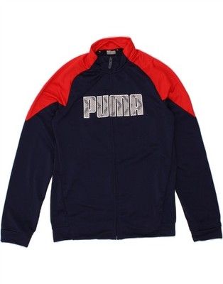 Puma Jungen Graphic Trainingsanzug Oberteil Jacke 13-14 Jahre Navy Blau Colourblock CE10