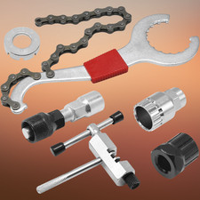 6pc bike tool set w/3-in-1 freewheel removal wrench crank removal tool extractor