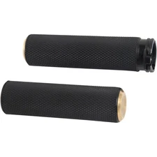 Arlen Ness Fusion Brass Knurled Hand Grips Harley Dual Cable Throttle 76-Up