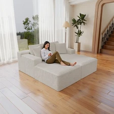 70.8*68.9" Modular Sectional Sofa Seat, Upholstered Compressed Couch, White