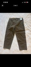 Terra  Sky Brown Women's Ankle Pants Cotton Spandex Twill Stretch Pockets