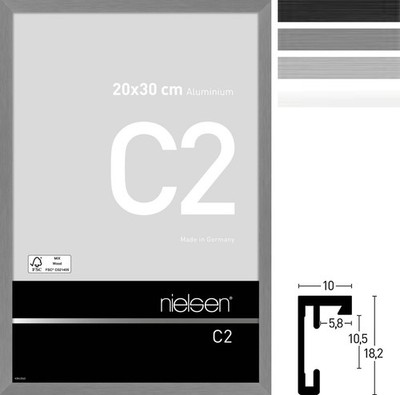 Nielsen C2 Aluminium-Bilderrahmen Acrylglas 21x29,7 cm bis 70x100 cm