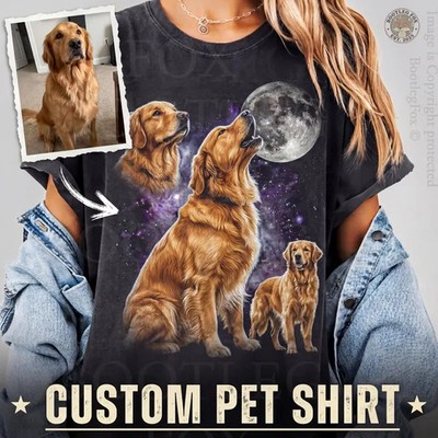 Custom Vintage Pet Photo Comfort Tee Personalized Dog Cat Animal