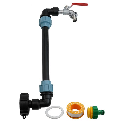 Robinet Col De Cygne IBC – Adaptateur S60 X 6 3/4 Avec Poignée Rouge, Pour Tonneau De Pluie