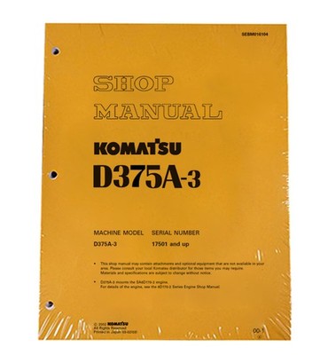 Komatsu D375A-3 Series Bulldozer Workshop Repair Service Manual - # SEBD016104