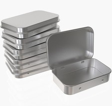Small Hinged Tin Box Metal Tins Storage Containers Portable Craft Organizer for
