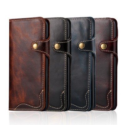 Retro Echt Leder Klapp Hülle Kartenfach für Samsung Galaxy S8 S8+ Plus