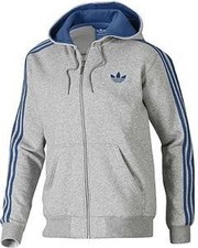 Image of Adidas Originals Sport Fleece Hoody Grey Blue Authentic Brand New