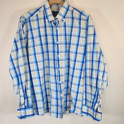 Charleston Threads Button Up Plaid Shirt Blue Yellow Classic NWOT Men s 2XL