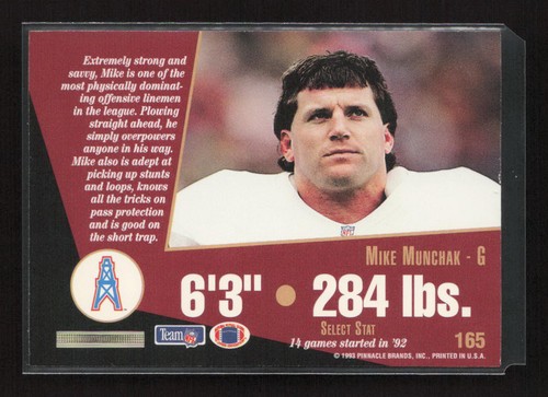 1993 Select #165 Mike Munchak Houston Oilers Near Mint or Better - Picture 2 of 2