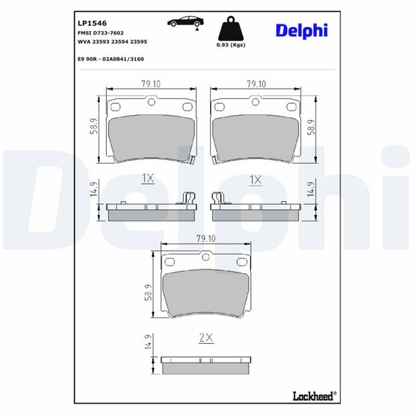 Delphi Bremsbelagsatz Scheibenbremse LP1546 FüR Galloper Sport Pajero Mitsubishi-image