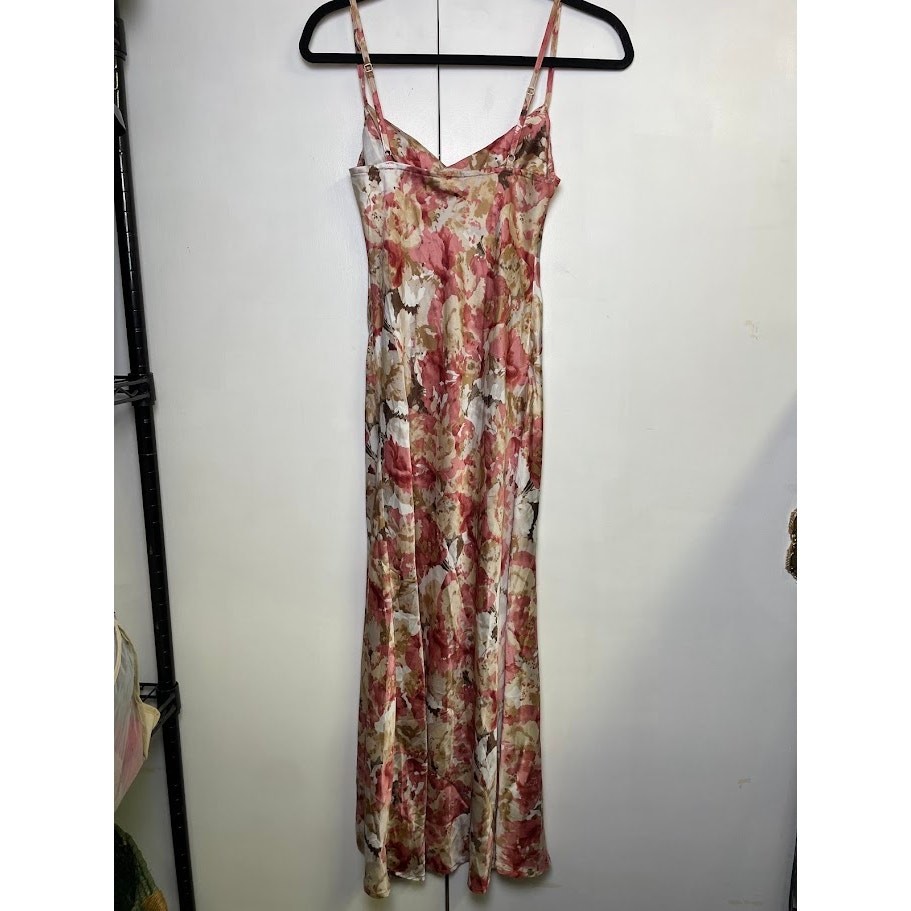 Beautiful Floral Midi Slip Dress NWT Sz XS Cowl Neck Y2K Romantic Fairy Satin 