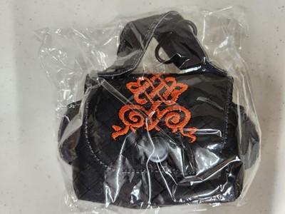 Small Faux Leather Snap Coin Purse Embroidered Scrollwork Key Ring Black 4'' x 3''