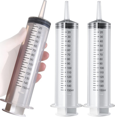 2 Pack 150Ml/Cc Large Syringe , Individually Sealed Plastic Liquid Syringes with