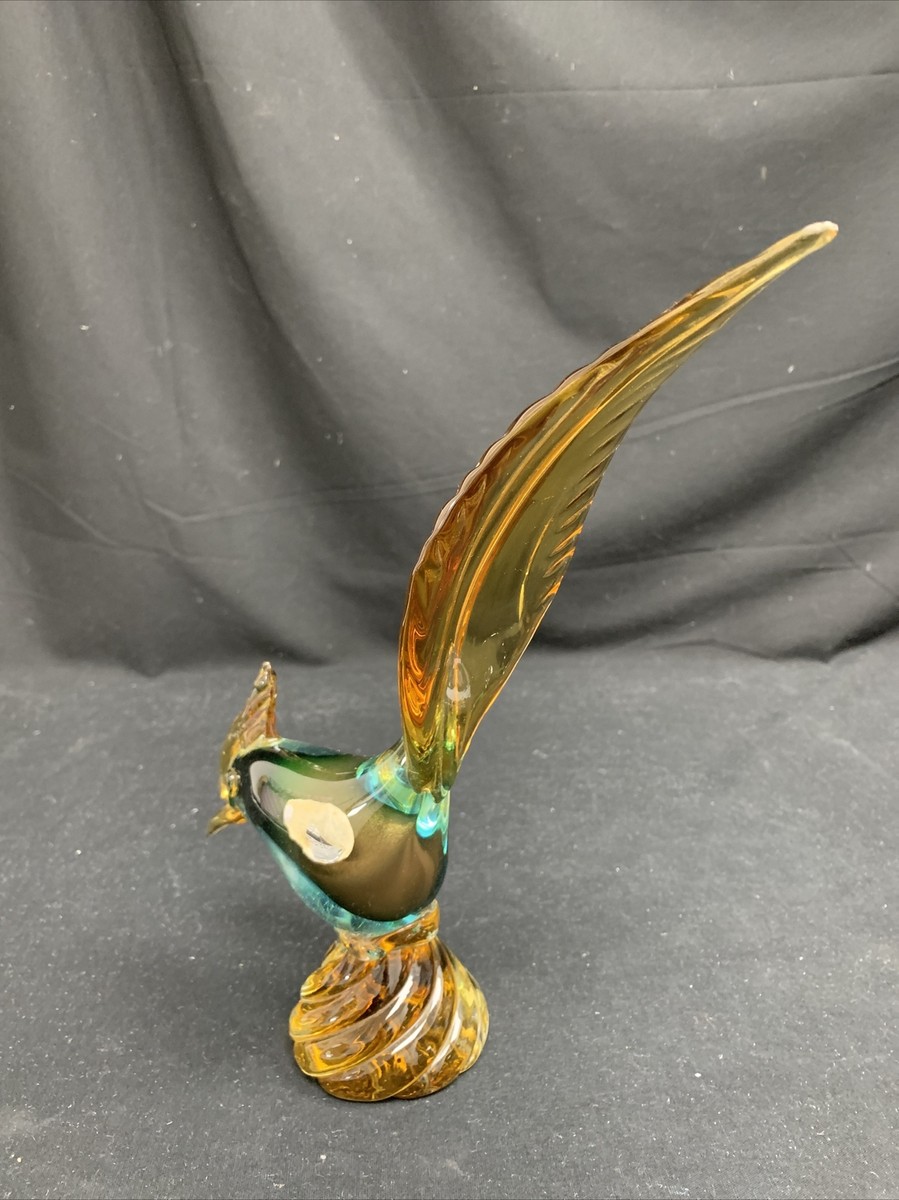 VTG Murano Glass Roadrunner Blue/Green/Amber Figurine 10” Tall | eBay