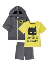 New Batman Toddler Boy Hoodie Sweatshirt, T-Shirt  Shorts Set 2T 3T 4T 5T