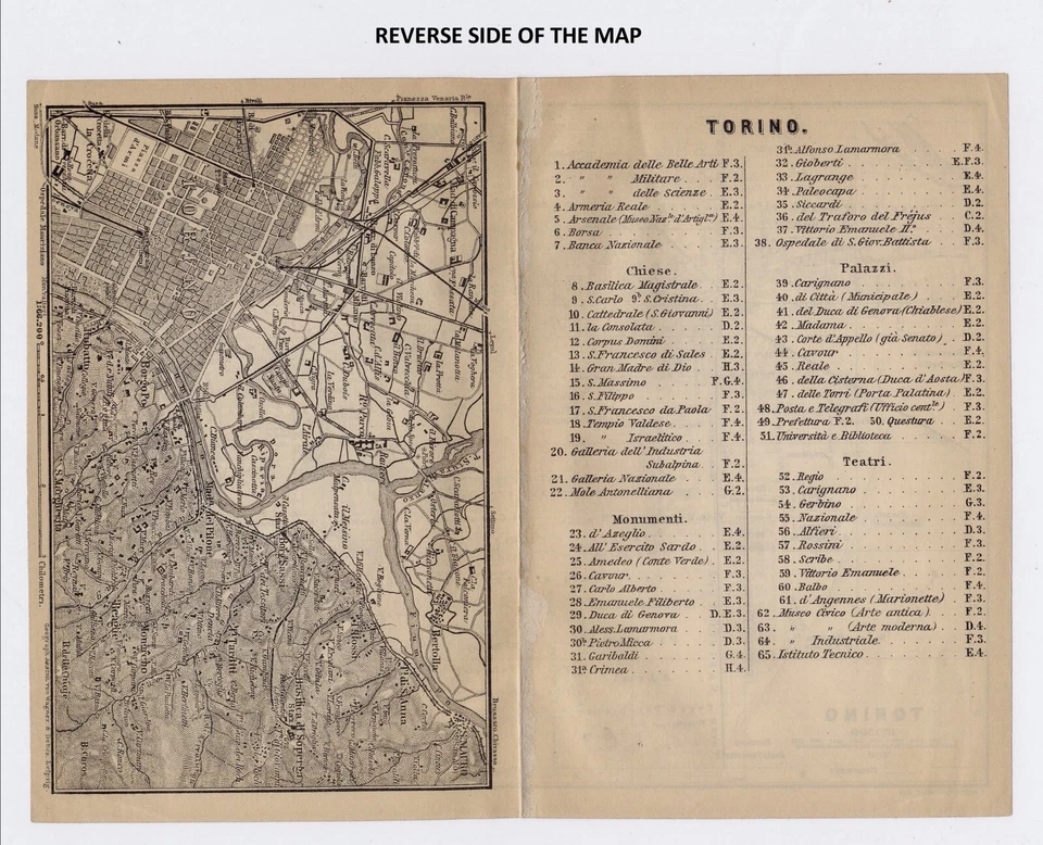 1899 ORIGINAL ANTIQUE CITY MAP OF TURIN TORINO / PIEDMONT / ITALY - Image 4 of 4