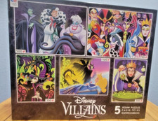 2015 Disney Villans 5 Jigsaw Puzzles Evil Queen Maleficent Cruella Ursula Jafar