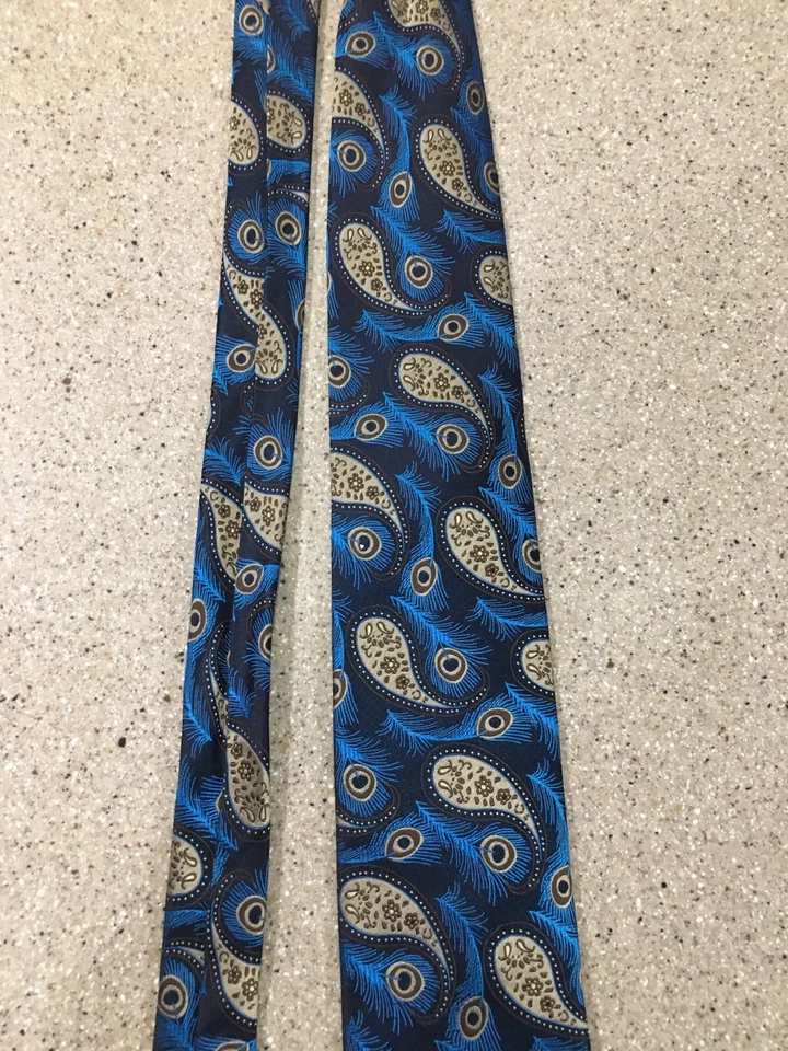 Corbata Bachrach para hombre 100 % seda azul cachemira Foto 3 de 4