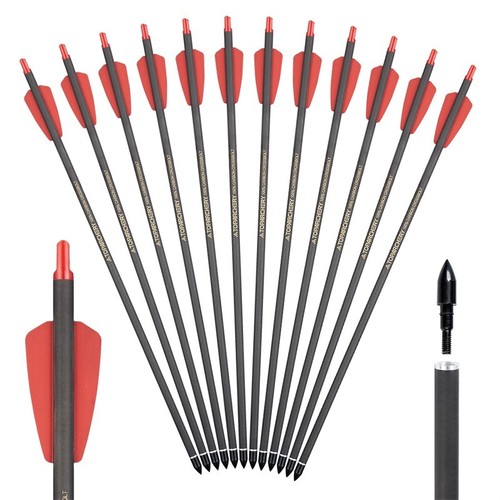 12PC 7.5" OR 15" Carbon Arrows Bolts Vanes Screw-in Tips Hunting Arrows Bolts - Picture 34 of 35