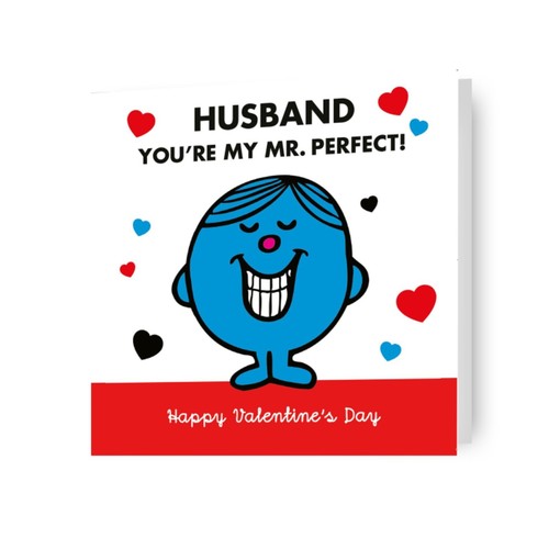 Valentine's Day Card For Husband Mr. Men & Little Miss Mr Perfect - Picture 1 of 6