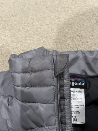 Patagonia Puffer Jacket Boys Small (8) Gray Jacket - Picture 7 of 7