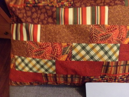 TRAVEL SIZE PILLOWCASE COLORFUL AUTUMN STRIPES/GREEN CUFF 14 X 20 #8325 - Picture 3 of 3