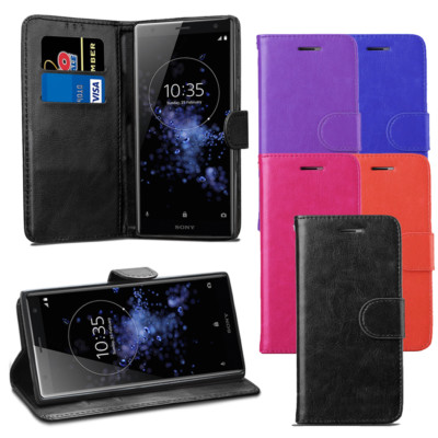 For Sony Xperia XZ2 Case Premium Leather Wallet Stand Flip