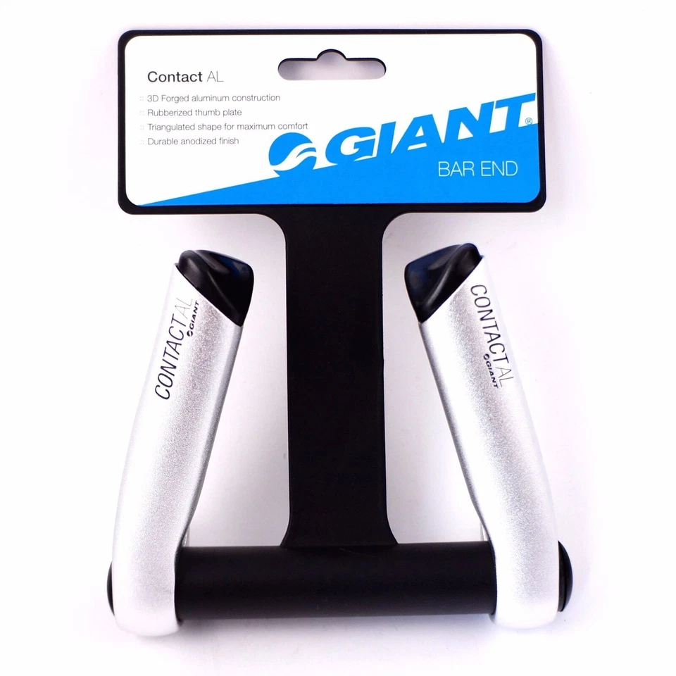 Manillar de aluminio para bicicleta de contacto gigante extremos negro plateado bicicleta de carretera de ciudad Foto 3 de 3