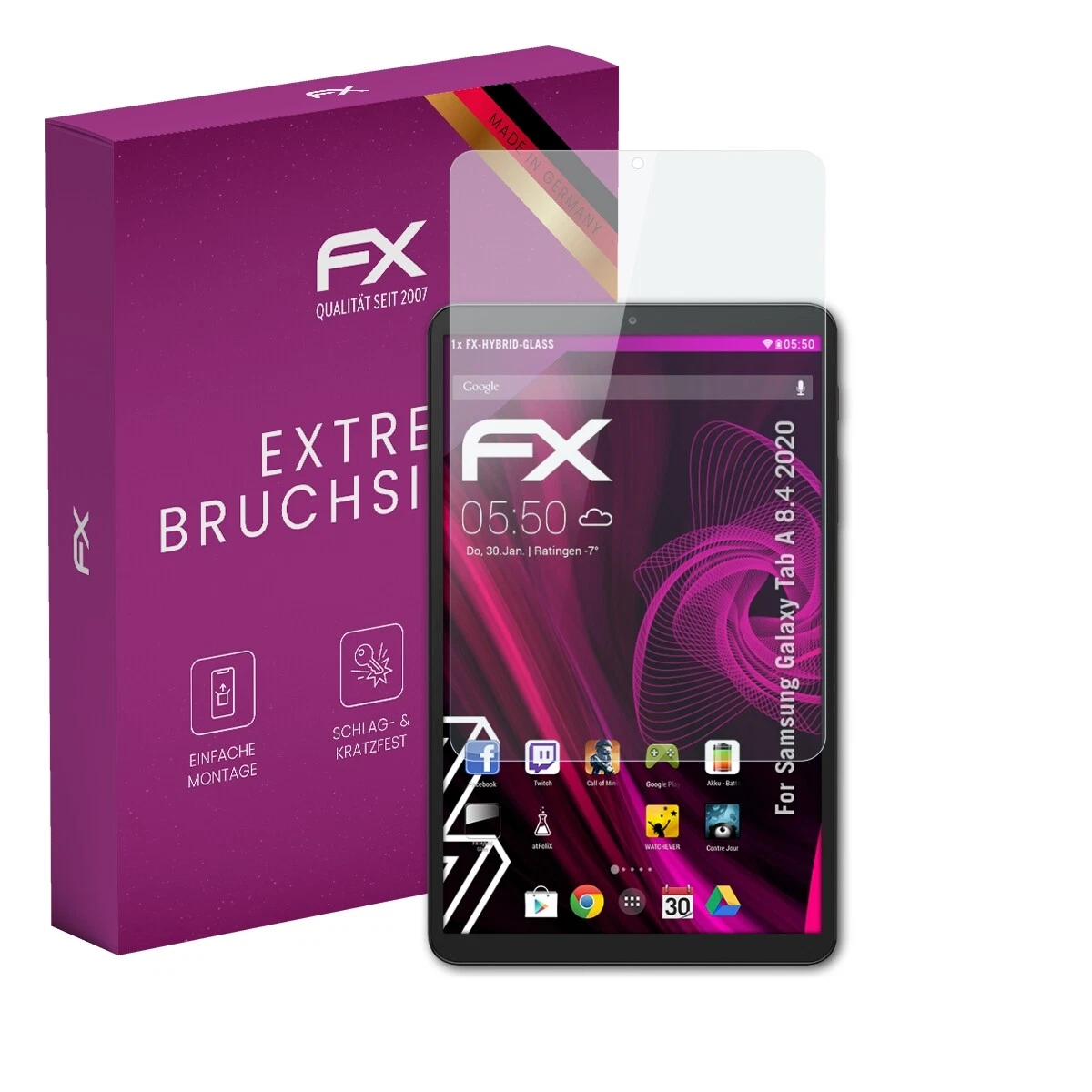 AtFoliX Glass Film for Samsung Galaxy Tab A 8.4 2020 Screen Protector 9H Armor