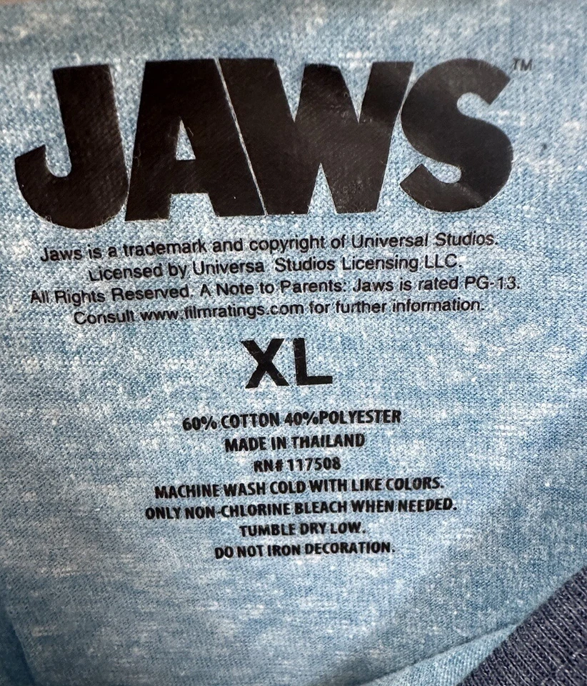 Jaws Men's  Tank Top Graphic Print Great White Shark Horror Genre Size XL - Image 3 of 4