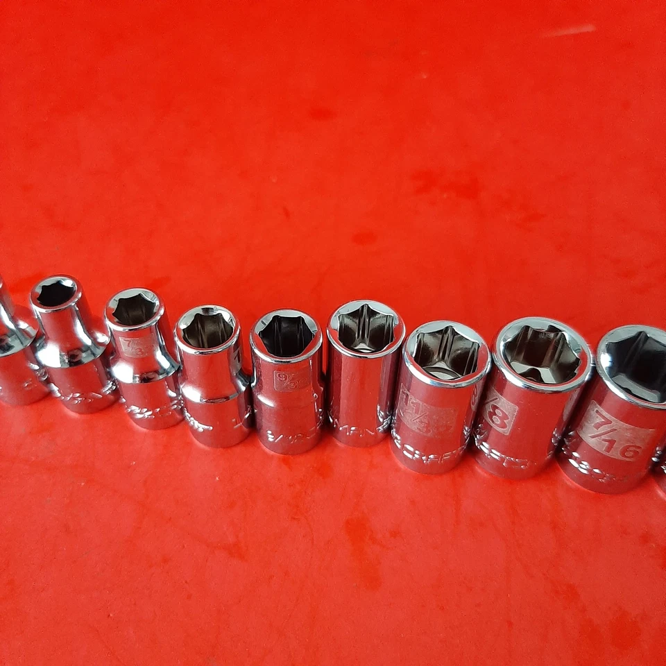 NEW Craftsman Easy Read SAE 6 Point 1/4" Drive Shallow Socket Set 5/32 - 9/16" - Image 3 of 4