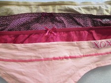 New 4 Ladies Thongs Cotton Panties  Size XL  Dk Pink,Beige,XOXO Peach,Floral  